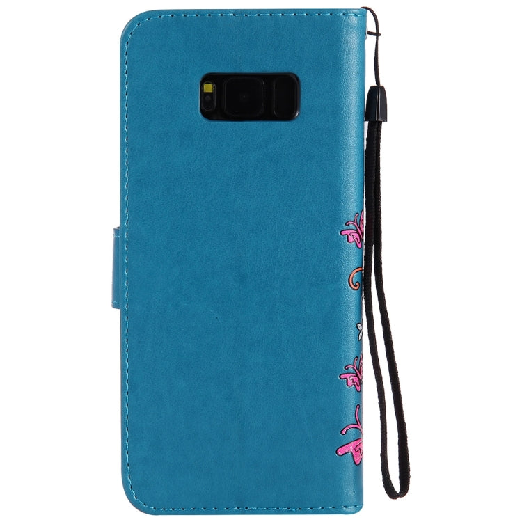 For Galaxy S8+ / G9550 Pressed Flowers Butterfly Pattern Horizontal Flip Leather Case with Holder & Card Slots & Wallet & Lanyard