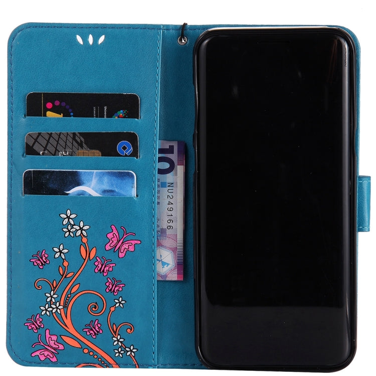 For Galaxy S8+ / G9550 Pressed Flowers Butterfly Pattern Horizontal Flip Leather Case with Holder & Card Slots & Wallet & Lanyard