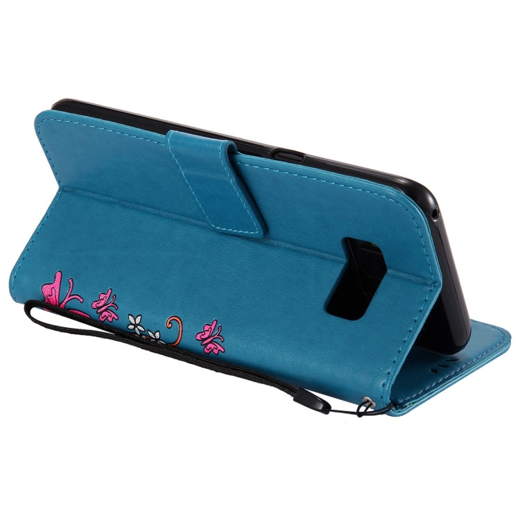 For Galaxy S8+ / G9550 Pressed Flowers Butterfly Pattern Horizontal Flip Leather Case with Holder & Card Slots & Wallet & Lanyard