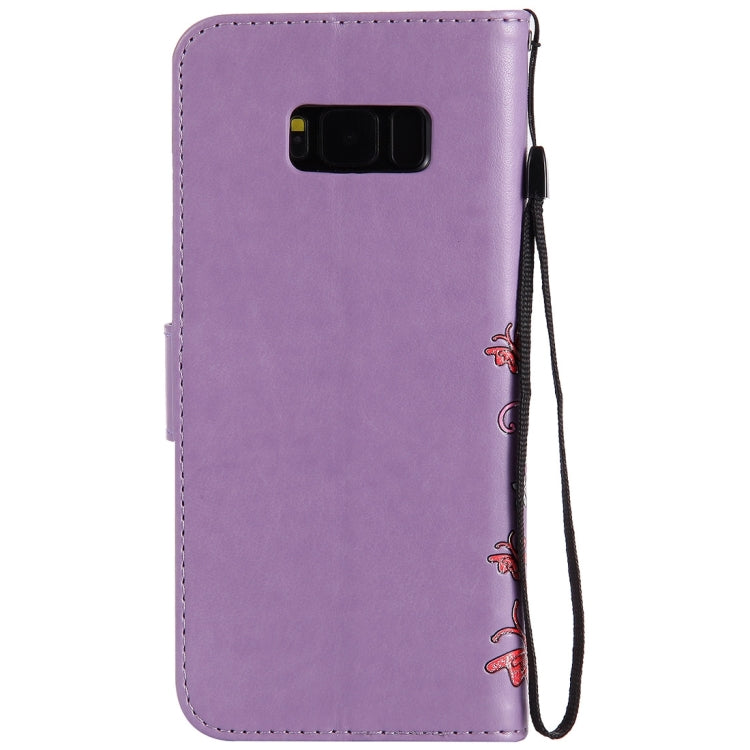 For Galaxy S8+ / G9550 Pressed Flowers Butterfly Pattern Horizontal Flip Leather Case with Holder & Card Slots & Wallet & Lanyard