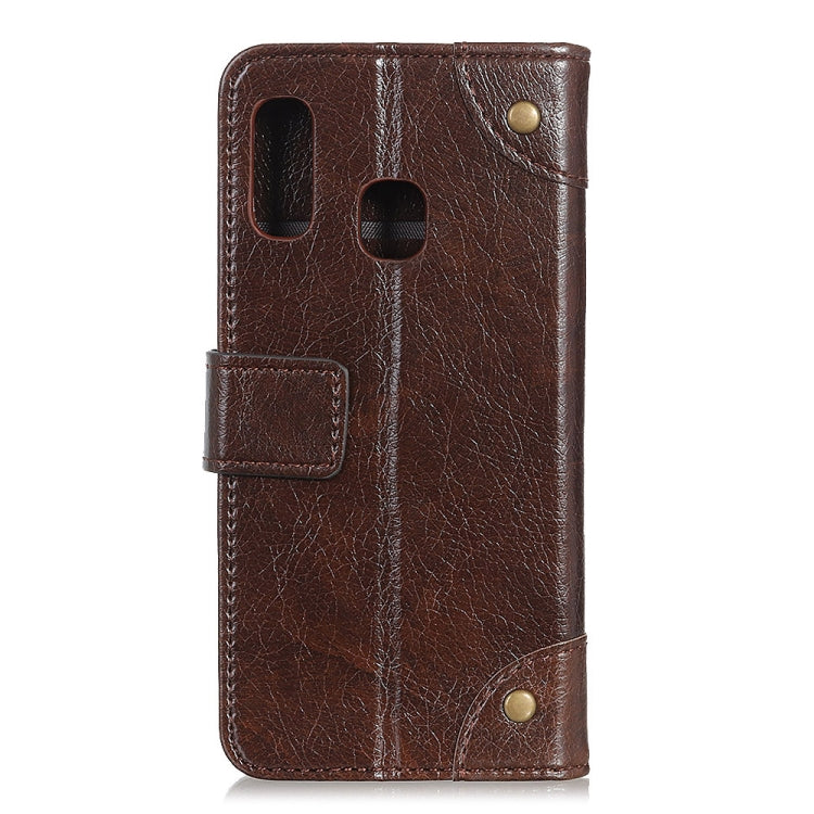 Copper Buckle Nappa Texture Horizontal Flip Leather Case for Galaxy A20e, with Holder & Card Slots & Wallet