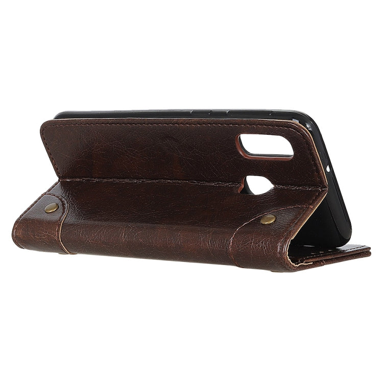 Copper Buckle Nappa Texture Horizontal Flip Leather Case for Galaxy A20e, with Holder & Card Slots & Wallet