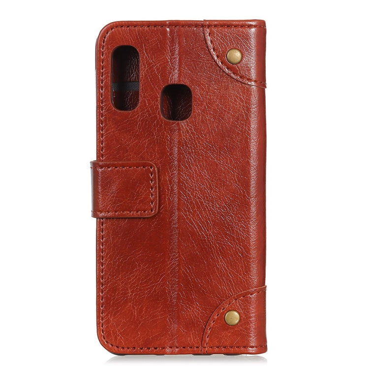 Copper Buckle Nappa Texture Horizontal Flip Leather Case for Galaxy A20e, with Holder & Card Slots & Wallet