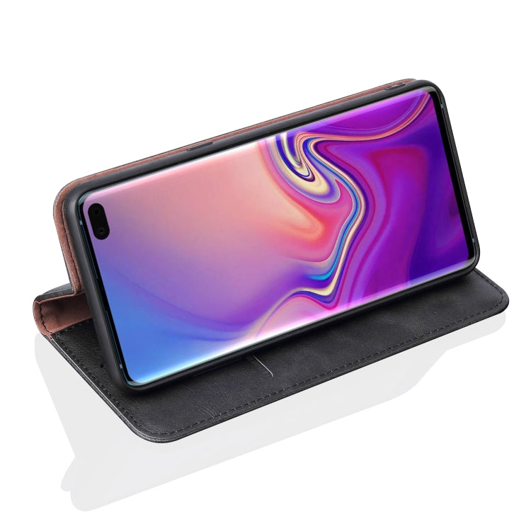 Casual Style Retro Crazy Horse Texture Horizontal Flip Leather Case for Galaxy S10+, with Card Slots & Holder & Wallet