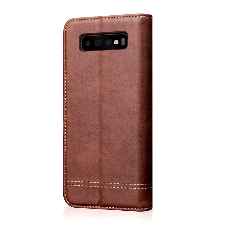 Casual Style Retro Crazy Horse Texture Horizontal Flip Leather Case for Galaxy S10+, with Card Slots & Holder & Wallet
