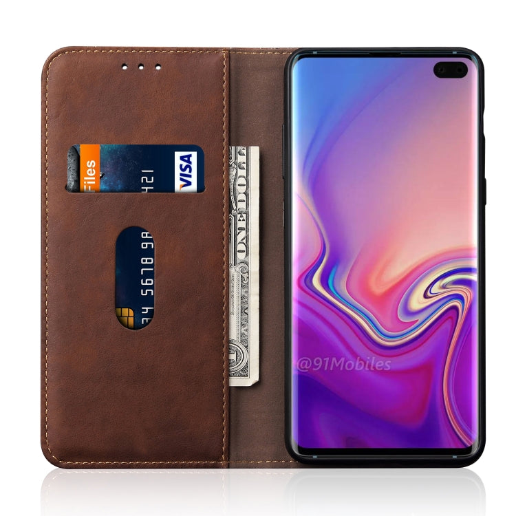 Casual Style Retro Crazy Horse Texture Horizontal Flip Leather Case for Galaxy S10+, with Card Slots & Holder & Wallet