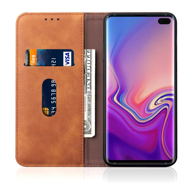 Casual Style Retro Crazy Horse Texture Horizontal Flip Leather Case for Galaxy S10+, with Card Slots & Holder & Wallet