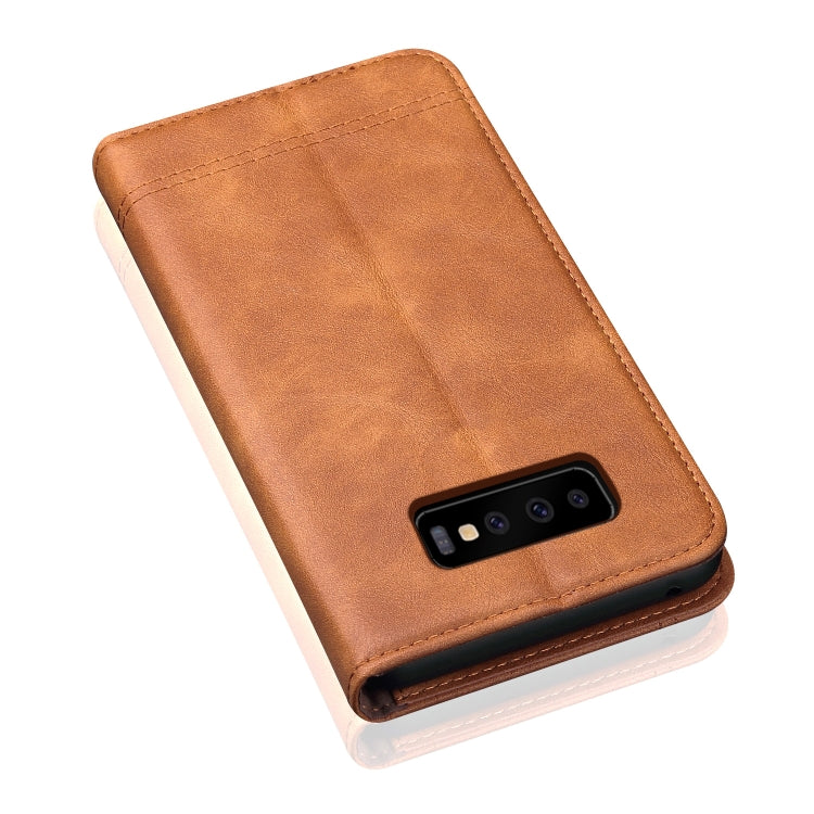 Casual Style Retro Crazy Horse Texture Horizontal Flip Leather Case for Galaxy S10+, with Card Slots & Holder & Wallet