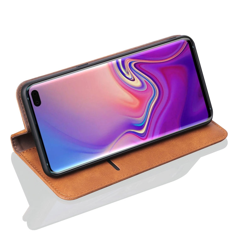 Casual Style Retro Crazy Horse Texture Horizontal Flip Leather Case for Galaxy S10+, with Card Slots & Holder & Wallet