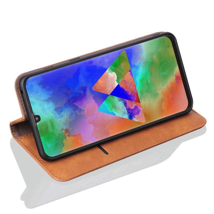 Casual Style Retro Crazy Horse Texture Horizontal Flip Leather Case for Galaxy M30, with Card Slots & Holder & Wallet