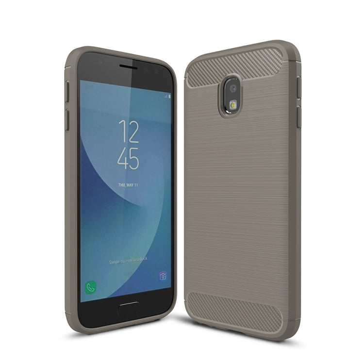 For Galaxy J330 / J3 Pro (EU Version) Brushed Texture Carbon Fiber Shockproof TPU Rugged Armor Protective Case