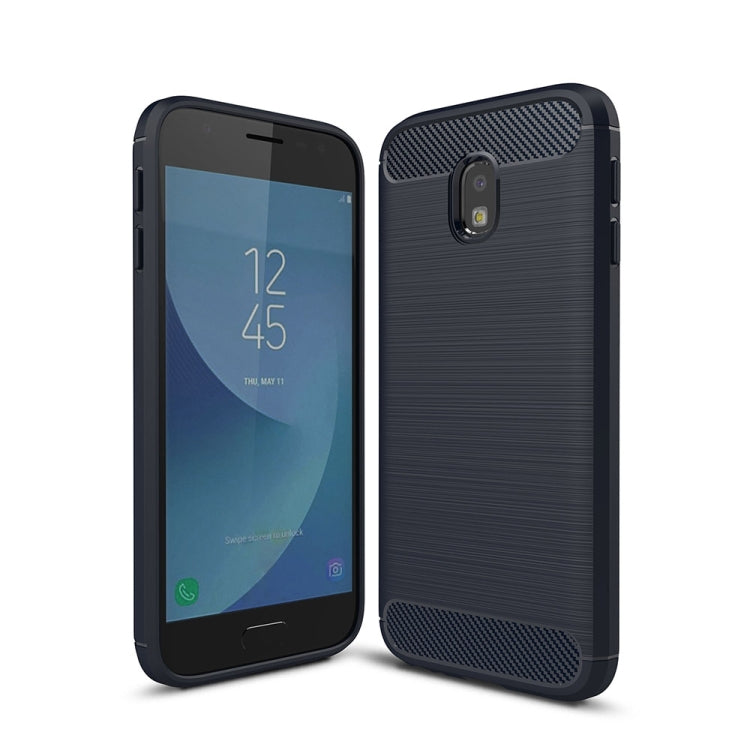 For Galaxy J330 / J3 Pro (EU Version) Brushed Texture Carbon Fiber Shockproof TPU Rugged Armor Protective Case