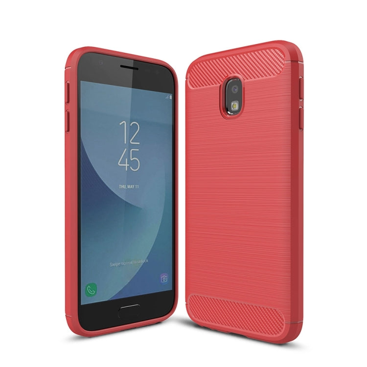 For Galaxy J330 / J3 Pro (EU Version) Brushed Texture Carbon Fiber Shockproof TPU Rugged Armor Protective Case