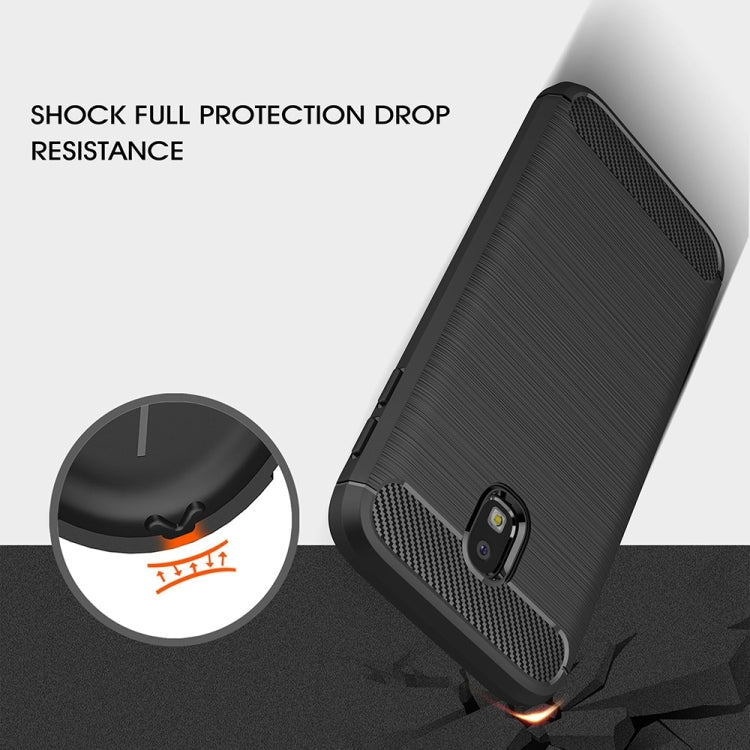 For Galaxy J330 / J3 Pro (EU Version) Brushed Texture Carbon Fiber Shockproof TPU Rugged Armor Protective Case