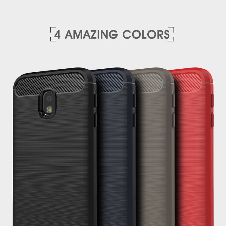 For Galaxy J330 / J3 Pro (EU Version) Brushed Texture Carbon Fiber Shockproof TPU Rugged Armor Protective Case