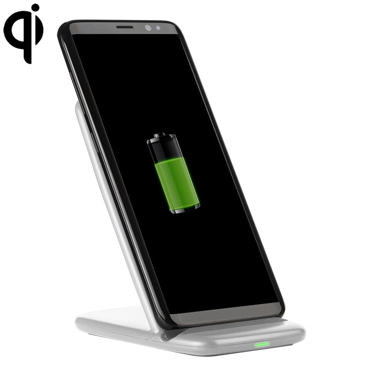 Q720 Output 5V 2A Qi Standard Vertical Fast Wireless Charger, Used in Support QI Sandard Phones, For iPhone, Galaxy, Huawei, Xiaomi, LG, HTC and Other Smart Phones(Silver)