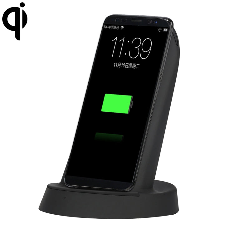 Q760 Output 5V 2A Qi Standard Vertical Fast Wireless Charger, Used in Support QI Sandard Phones, For iPhone, Galaxy, Huawei, Xiaomi, LG, HTC and Other Smart Phones