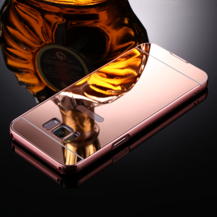 For Galaxy S8 Mirror Push Pull Back Shell Cover + Electroplating Bumper Frame Protective Combination Case