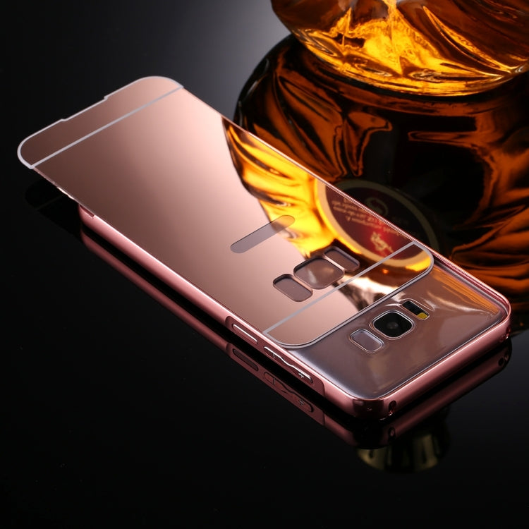 For Galaxy S8 Mirror Push Pull Back Shell Cover + Electroplating Bumper Frame Protective Combination Case