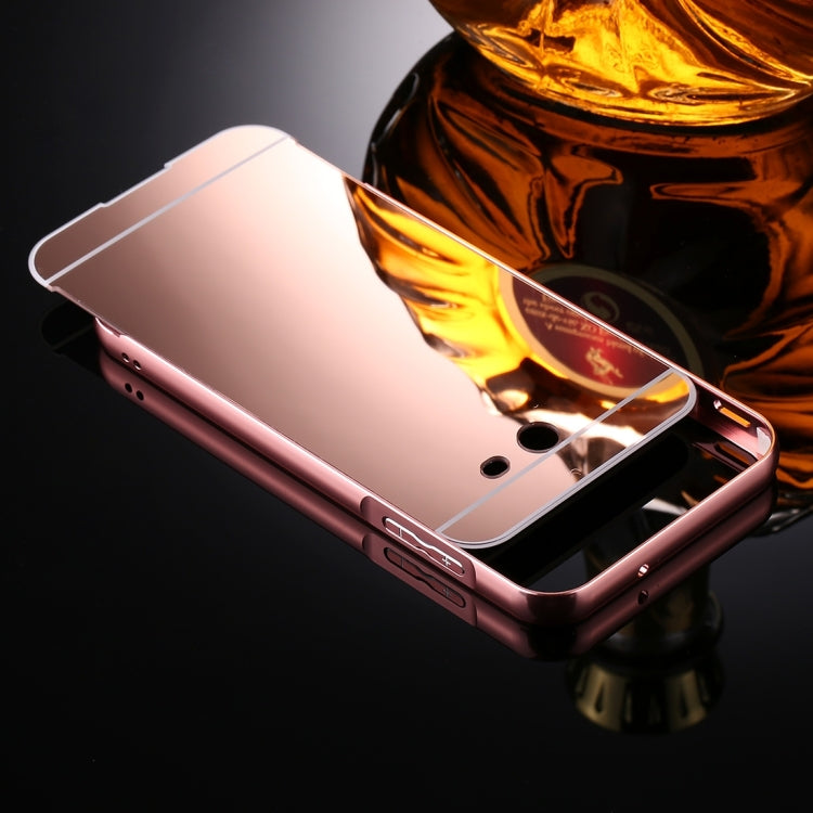 For Galaxy J3 (2017) (US Version) Mirror Push Pull Back Shell Cover + Electroplating Bumper Frame Protective Combination Case