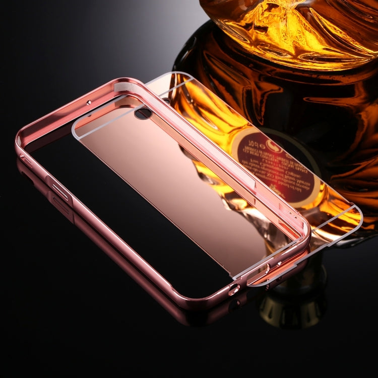 For Galaxy J3 (2017) (US Version) Mirror Push Pull Back Shell Cover + Electroplating Bumper Frame Protective Combination Case