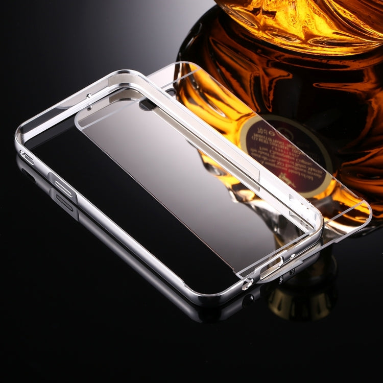 For Galaxy J5 (2017) (US Version) Mirror Push Pull Back Shell Cover + Electroplating Bumper Frame Protective Combination Case