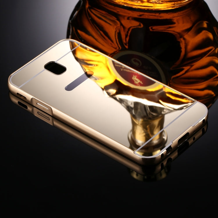 For Galaxy J3 (2017) (EU Version) Mirror Push Pull Back Shell Cover + Electroplating Bumper Frame Protective Combination Case