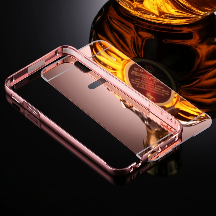 For Galaxy J3 (2017) (EU Version) Mirror Push Pull Back Shell Cover + Electroplating Bumper Frame Protective Combination Case