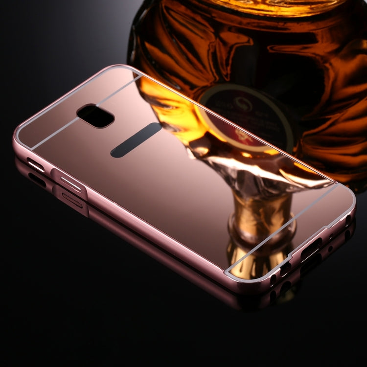 For Galaxy J5 (2017) (EU Version) Mirror Push Pull Back Shell Cover + Electroplating Bumper Frame Protective Combination Case
