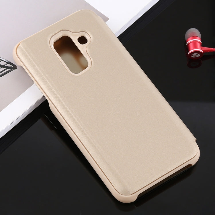 Electroplating Mirror Horizontal Flip Leather Case for Galaxy J8 (2018) , with Holder