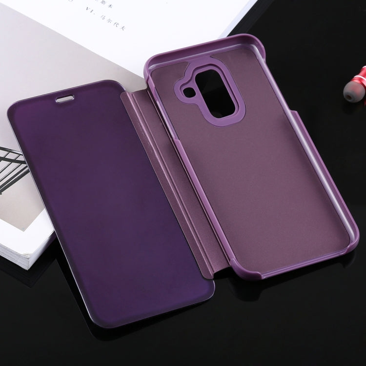 Electroplating Mirror Horizontal Flip Leather Case for Galaxy J8 (2018) , with Holder