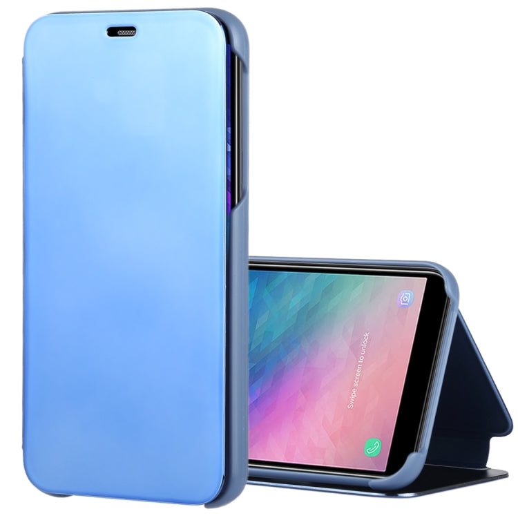 Electroplating Mirror Horizontal Flip Leather Case for Galaxy J6 (2018) , with Holder