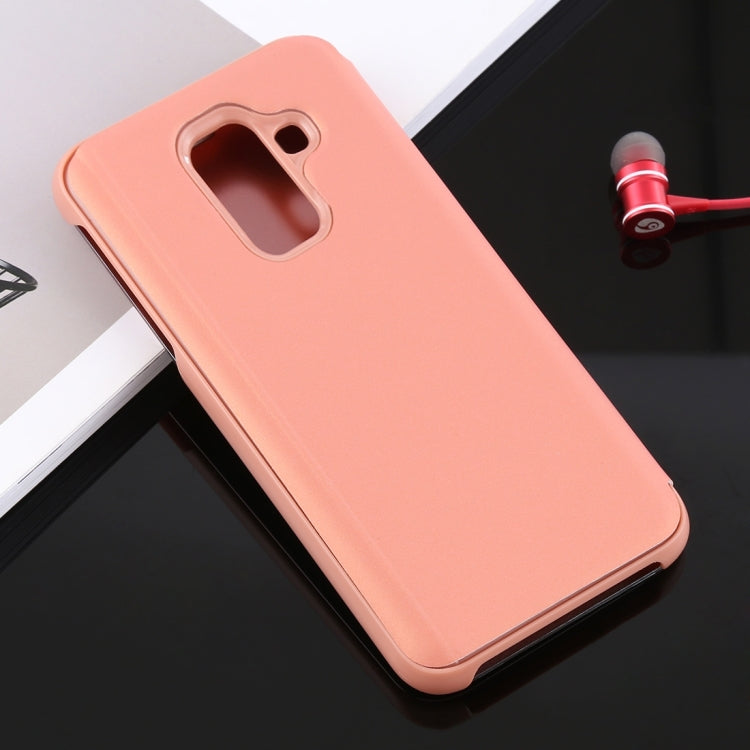 Electroplating Mirror Horizontal Flip Leather Case for Galaxy J6 (2018) , with Holder
