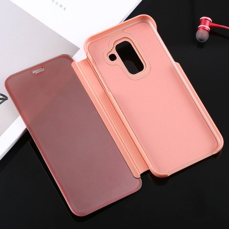Electroplating Mirror Horizontal Flip Leather Case for Galaxy J6 (2018) , with Holder