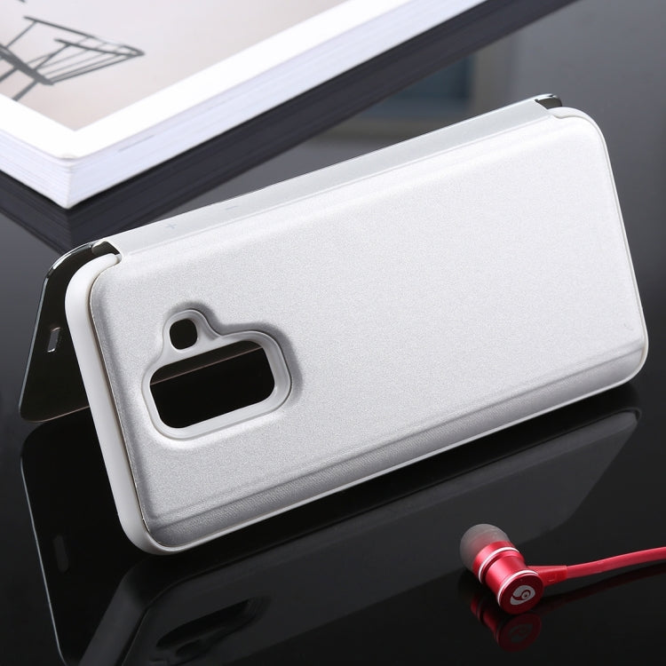 Electroplating Mirror Horizontal Flip Leather Case for Galaxy J6 (2018) , with Holder