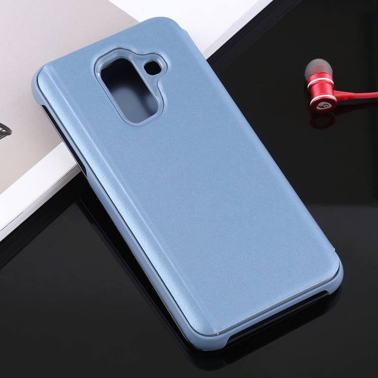 Electroplating Mirror Horizontal Flip Leather Case for Galaxy J4 (2018) , with Holder