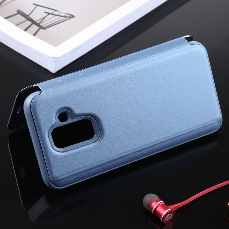 Electroplating Mirror Horizontal Flip Leather Case for Galaxy J4 (2018) , with Holder