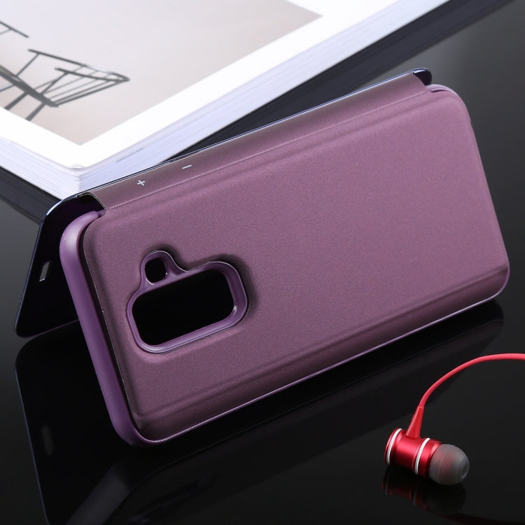 Electroplating Mirror Horizontal Flip Leather Case for Galaxy J4 (2018) , with Holder