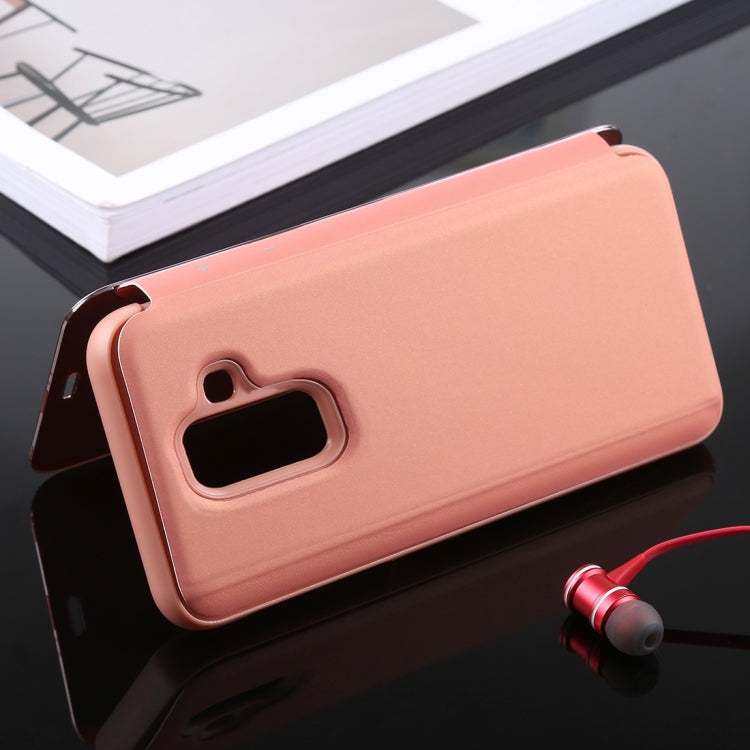 Electroplating Mirror Horizontal Flip Leather Case for Galaxy J4 (2018) , with Holder
