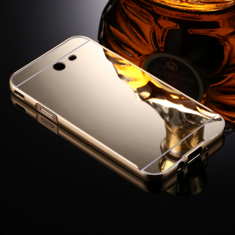 For Galaxy J7 (2017) (US Version) Mirror Push Pull Back Shell Cover + Electroplating Bumper Frame Protective Combination Case