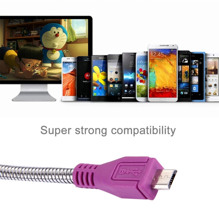 10cm USB 2.0 Female to Micro USB Male Metal Soft Hose Data Charging Cable, For Samsung / Huawei / Xiaomi / Meizu / LG / HTC and Other Smartphones(Purple)