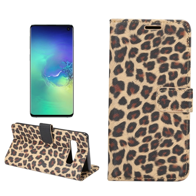 Leopard Texture PU + TPU Horizontal Flip Leather Case for Galaxy S10 Plus, with Holder & Card Slots & Wallet