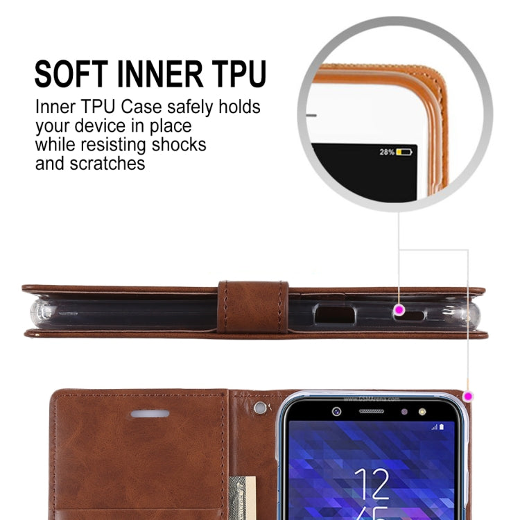 GOOSPERY Crazy Horse Texture Horizontal Flip PU Leather Case for Galaxy A6 (2018), with Holder & Card Slots & Wallet