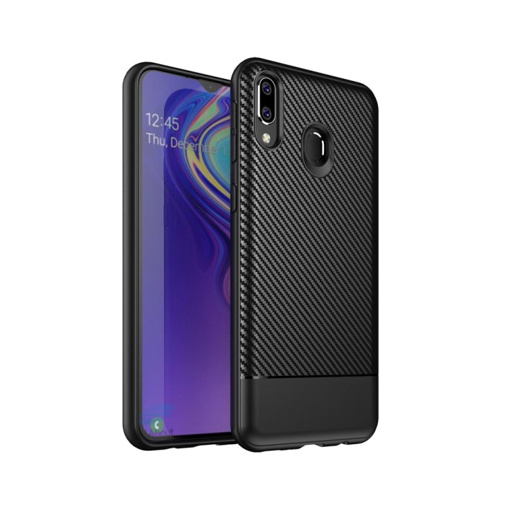 Lewei Series Carbon Fiber Texture TPU Protective Case for Galaxy M20