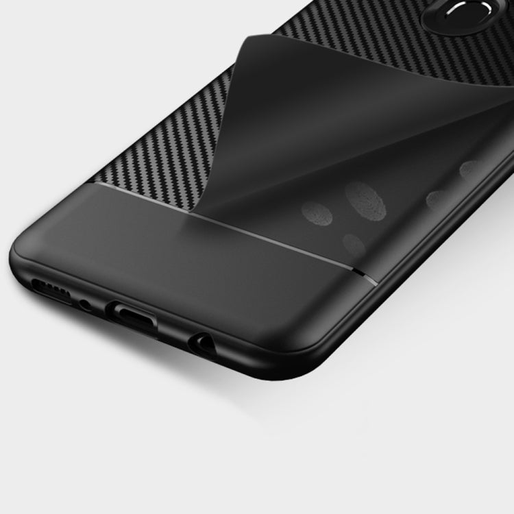 Lewei Series Carbon Fiber Texture TPU Protective Case for Galaxy M20