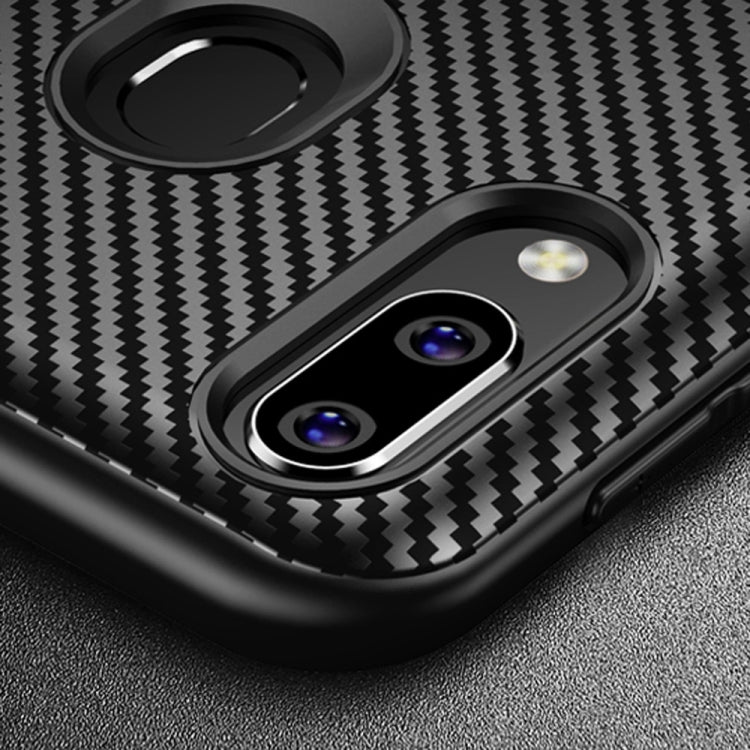 Lewei Series Carbon Fiber Texture TPU Protective Case for Galaxy M20
