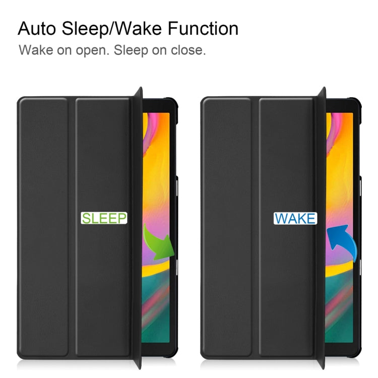 Custer Texture Horizontal Flip PU Leather Case for Galaxy Tab A 10.1 2019 (T515 / T510), with Three-folding Holder & Sleep / Wake-up Function