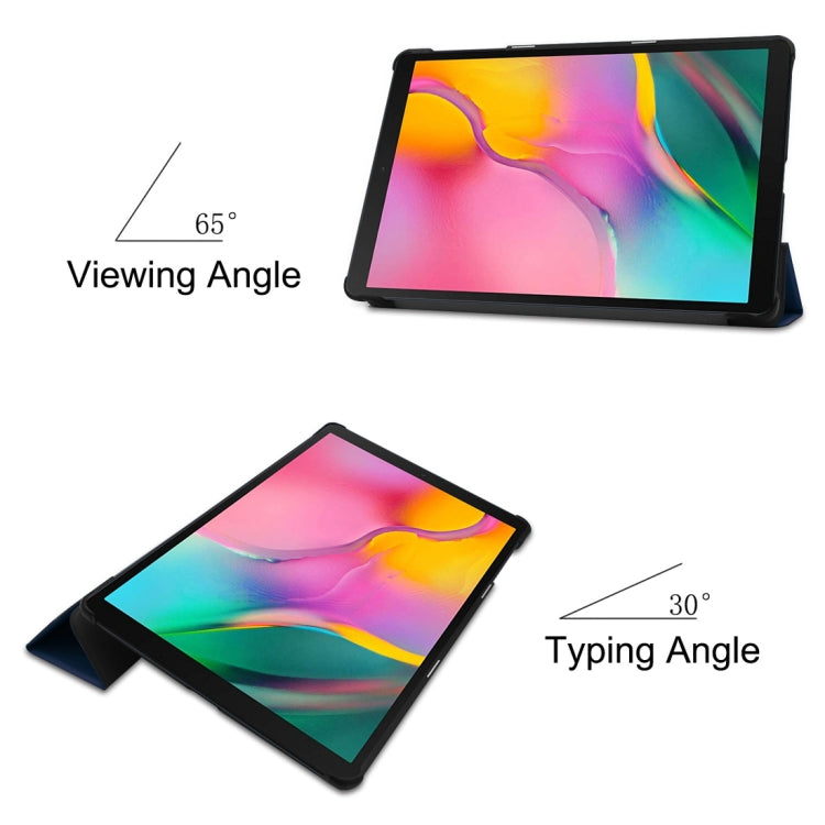 Custer Texture Horizontal Flip PU Leather Case for Galaxy Tab A 10.1 2019 (T515 / T510), with Three-folding Holder & Sleep / Wake-up Function