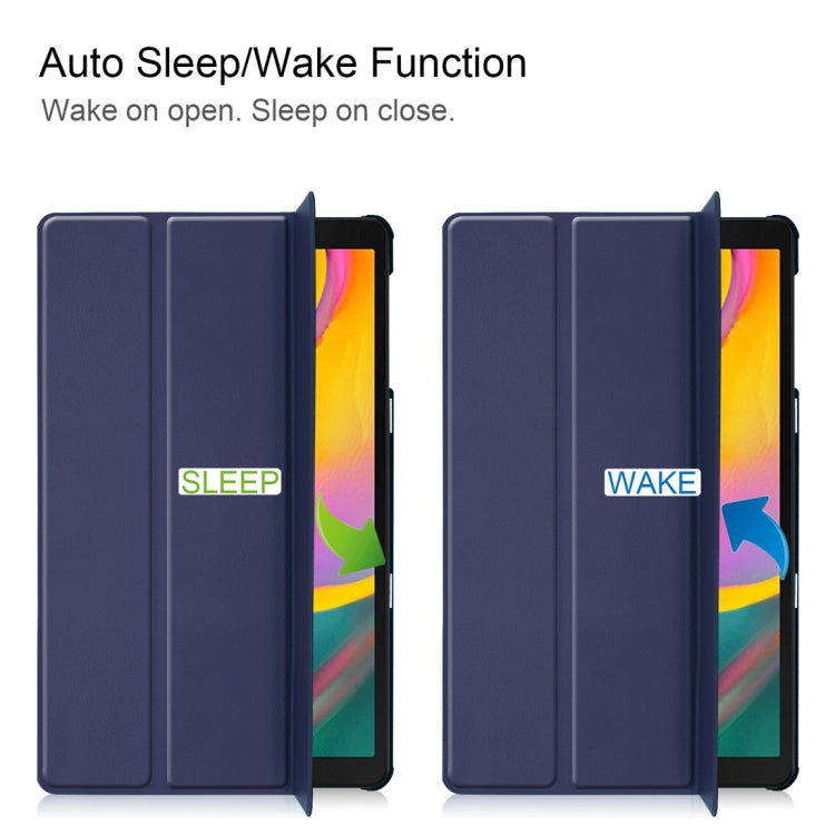 Custer Texture Horizontal Flip PU Leather Case for Galaxy Tab A 10.1 2019 (T515 / T510), with Three-folding Holder & Sleep / Wake-up Function