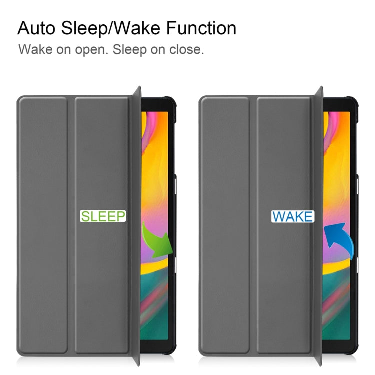 Custer Texture Horizontal Flip PU Leather Case for Galaxy Tab A 10.1 2019 (T515 / T510), with Three-folding Holder & Sleep / Wake-up Function